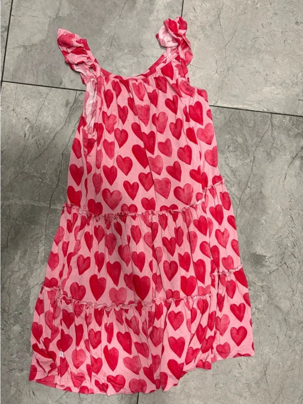Posh Peanut Pink and Hot Pink Heart Tiered Dress 10-12Y